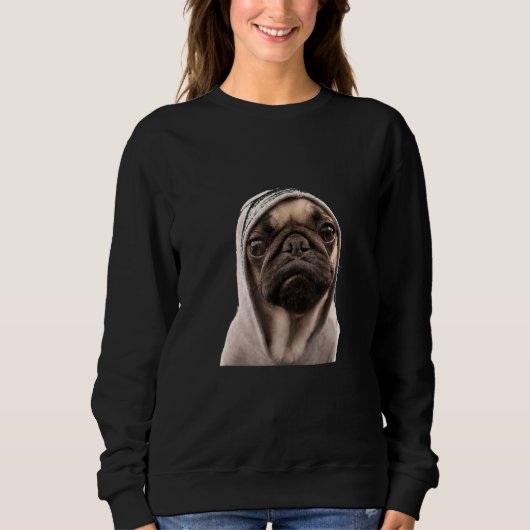 Sweatshirt Chien cool Carlin avec capuchon (Devant)