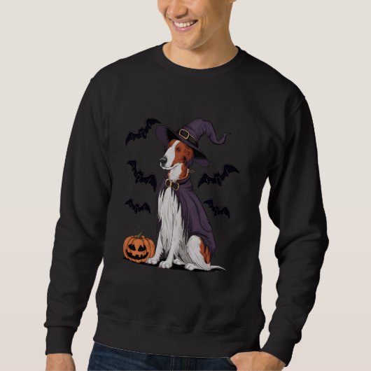 Sweatshirt Chien de Borzoi Halloween Costume Citrouille chauv (Devant)