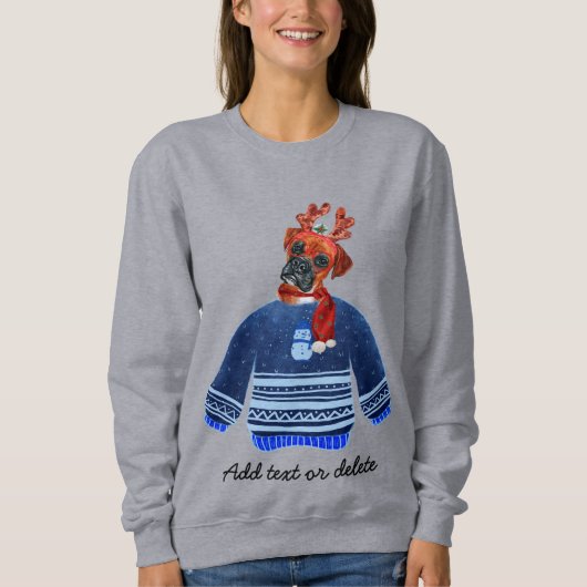 Sweatshirt Chien de boxe Vilain Chien de Noël Chien Maman Swe (Devant)