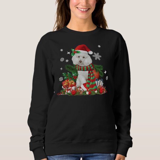 Sweatshirt Chien de caniche blanc de Noël (Devant)