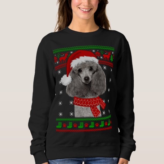 Sweatshirt Chien de caniche laide Sweater Noël Amoureux des c (Devant)