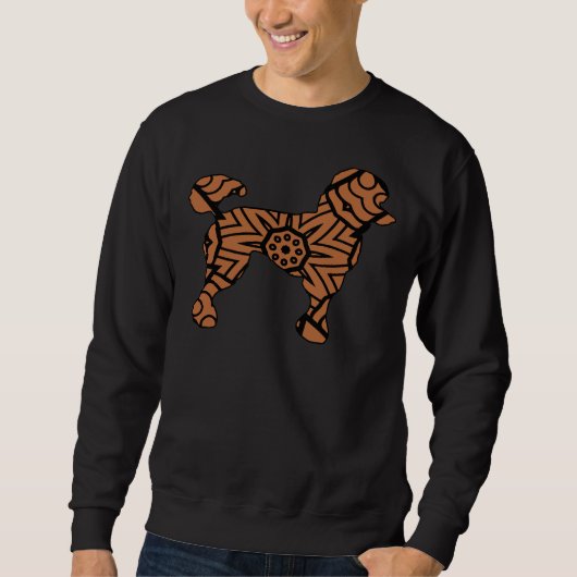 Sweatshirt Chien de caniche Mandala mignonne Noir Brown Chiot (Devant)