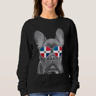 Sweatshirt Chien de Chien de France Drapeau Dominicain lunett