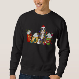 Sweatshirt Chien de Montagne Bernois Café Noël Avec Santa H