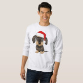 Sweatshirt Chien de Noël à poils durs Dachshund Père Noël Tec (Devant entier)