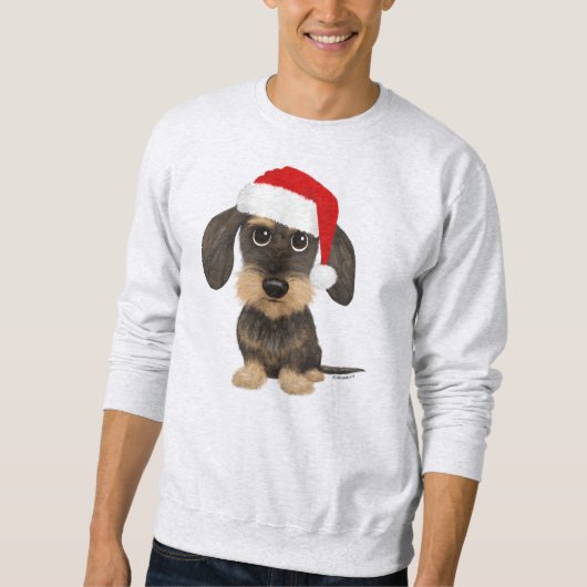 Sweatshirt Chien de Noël à poils durs Dachshund Père Noël Tec (Devant)