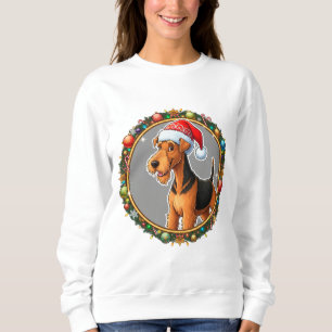 Sweatshirt Chien de Noël adorable avec un chapeau de Père Noë
