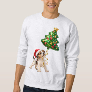 Sweatshirt Chien de Noël drôle avec ballon en forme d'arbre