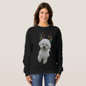 Sweatshirt Chien de Noël du renne Bichon Frise (Devant entier)