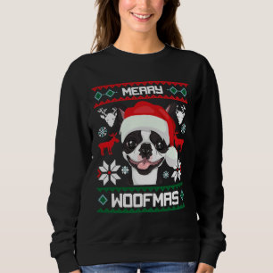Sweatshirt Chien de Noël moche de Boston Terrier Dog