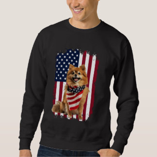 Sweatshirt Chien de Poméranie Drapeau américain 4 juillet Amo