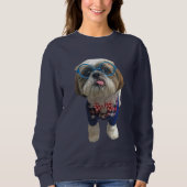 Sweatshirt Chien de Shih Tzu de hippie (Devant)