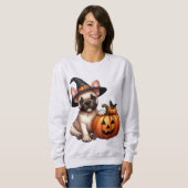 Sweatshirt Chien de taureau français en Casquette sorcier ave (Devant entier)