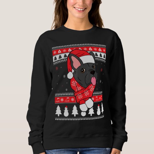Sweatshirt Chien de taureau français Noël (Devant)