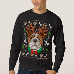 Sweatshirt Chien de taureaux anglais Vilain rennes de Noël An