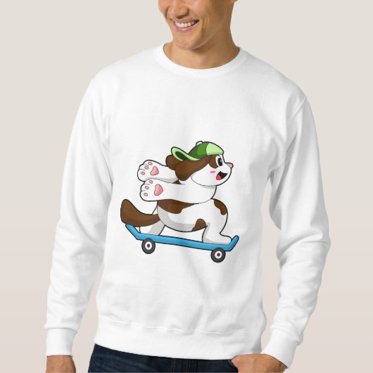 Sweatshirt Chien en Skate avec Skateboard (Devant)