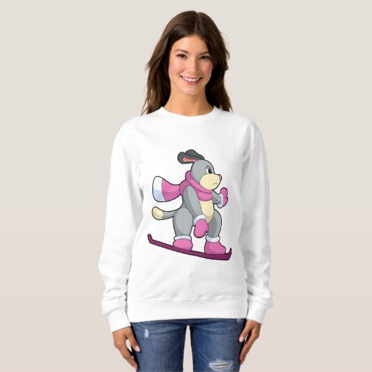 Sweatshirt Chien en Snowboardeur avec Sonowboard (Devant entier)