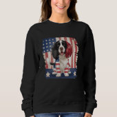 Sweatshirt Chien espagnol Springer anglais avec drapeau améri (Devant)