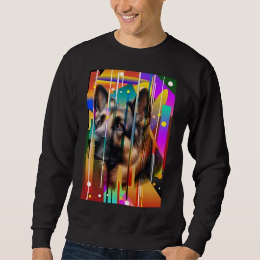 Sweatshirt Chien Géométrique Moderne (Devant)