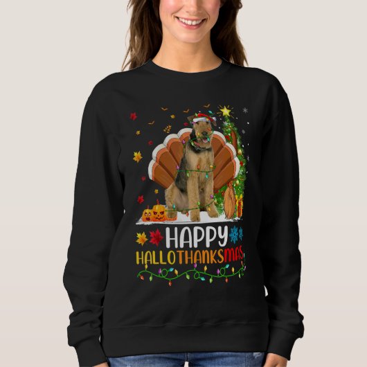 Sweatshirt Chien Heureux Airedale Terrier Chien Hellothanks (Devant)