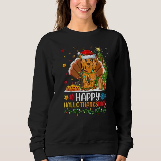 Sweatshirt Chien Heureux Yorkshire Terrier Chien Hellothank (Devant)