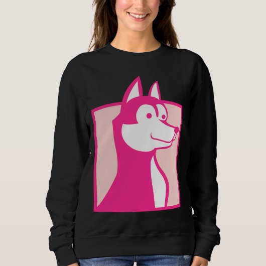 Sweatshirt Chien Husky Rose (Devant)