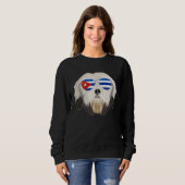 Sweatshirt Chien Lowchen Drapeau Cubain Cuba Pochette (Devant entier)