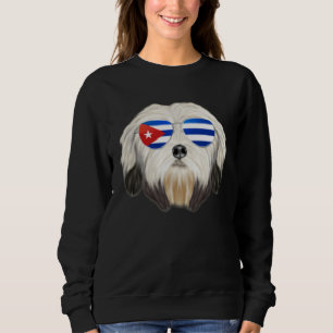 Sweatshirt Chien Lowchen Drapeau Cubain Cuba Pochette