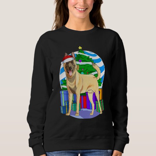 Sweatshirt Chien malinois belge Père Noël Décor Arbre de Noël (Devant)