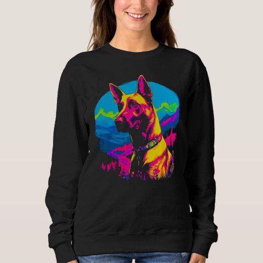 Sweatshirt Chien Malinois Belge Pop Art (Devant)