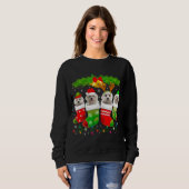 Sweatshirt Chien maltais mignon en choeur Noël Chien Père Noë (Devant entier)