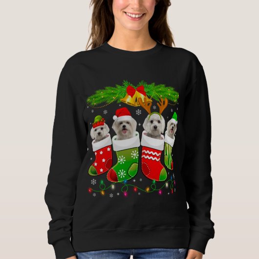 Sweatshirt Chien maltais mignon en choeur Noël Chien Père Noë (Devant)