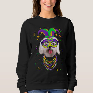 Sweatshirt Chien maltais mignon Masque de festival de Mardi G