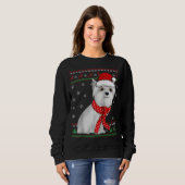 Sweatshirt Chien maltais mignon moche Chandail de Noël Santa  (Devant entier)