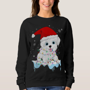 Sweatshirt Chien maltais Noël Père Noël éclaire Chiens amusan
