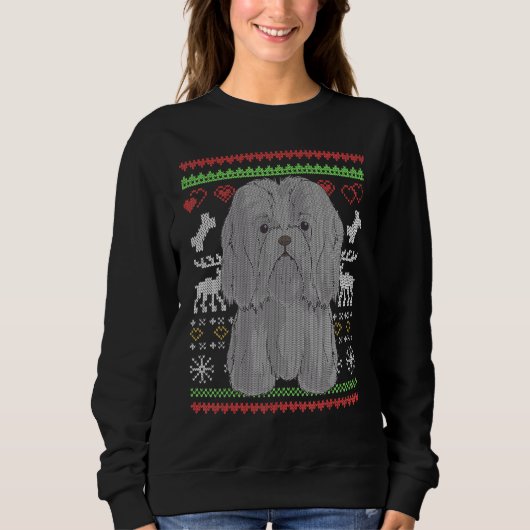 Sweatshirt Chien maltais Père Noël Moche Motif de Noël 3 (Devant)