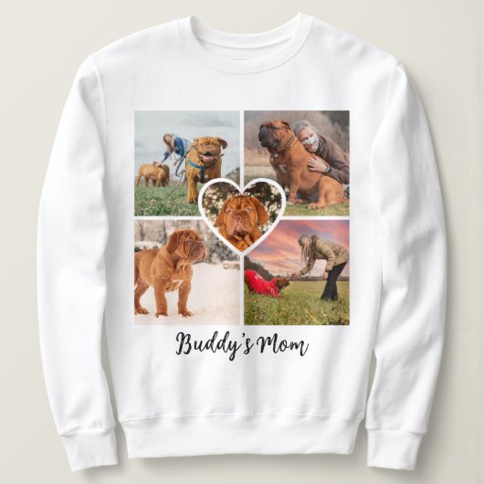 Sweatshirt Chien Maman Custom 5 Animal Photo Collage Grille & (Design devant)