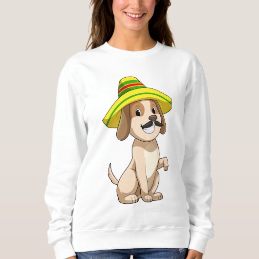Sweatshirt Chien mexicain avec casquette de paille (Devant)