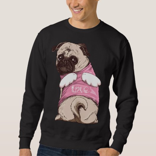 Sweatshirt Chien mignon carlin avec costume et ailes d'ange c (Devant)