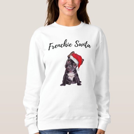Sweatshirt Chien mignon Frenchie Père Noël (Devant)