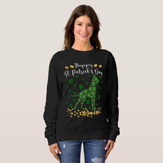 Sweatshirt Chien mou Dane Shamrock irlandais St Patrick S Day (Devant entier)