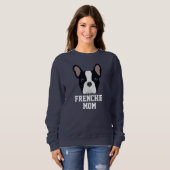 Sweatshirt Chien noir et blanc français maman Chien (Devant entier)
