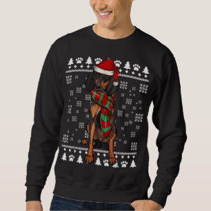 Sweatshirt Chien noir et Tan Coonhre Santa Hat Noël Ugly Ch