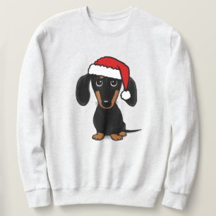 Sweatshirt Chien noir et Tan Dachshund Père Noël mignon Wiene