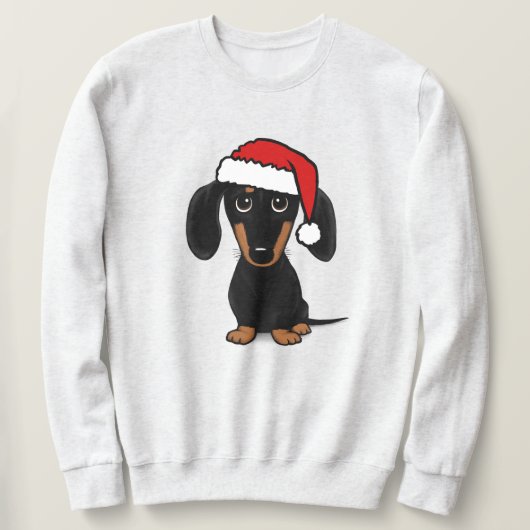 Sweatshirt Chien noir et Tan Dachshund Père Noël mignon Wiene (Design devant)