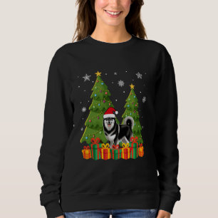 Sweatshirt Chien norvégien Elkhound Xmas Arbre Santa Hat Ugly