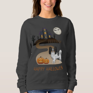 Sweatshirt Chien Papillon Tricolore Et Maison Hantée Hallowee