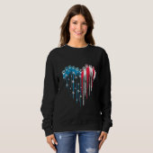 Sweatshirt Chien Paw Heart drapeau américain 4 juillet patrio (Devant entier)