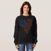 Sweatshirt Chien Paws Coeur américain Drapeau (Devant entier)