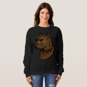 Sweatshirt Chien Pitbull Brown avec collier (Devant entier)